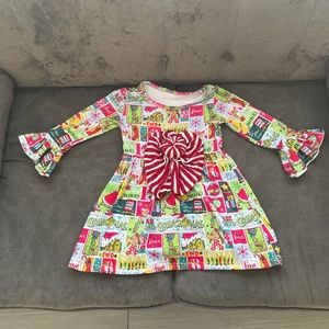 Girls’ Grinch Dress with Matching Christmas Turban